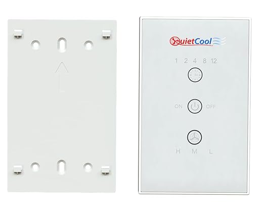 Quietcool Whole House Fan Wireless Control Kit - No Hard Wiring Required for Wall Switch - Three Speed Capable - 1/2/4/8/12 Hour Countdown Timer - Up to 100ft Range - Batteries Included (Glass)